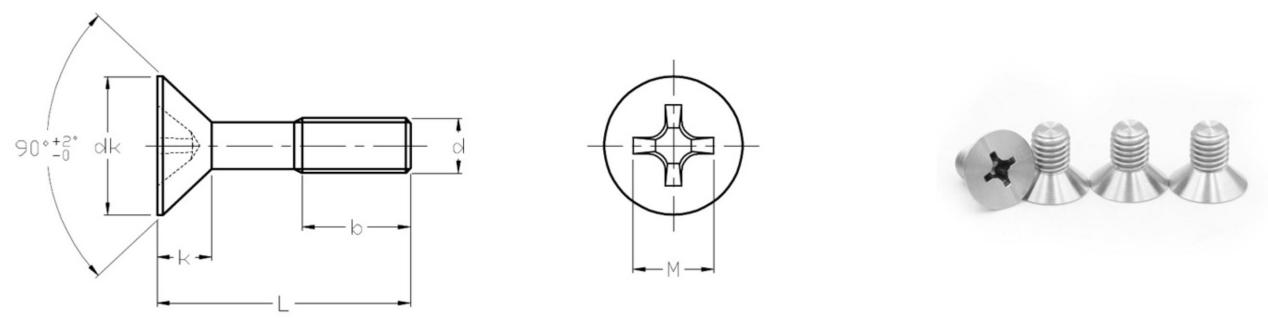 Parafusos de cabe&ccedil;a escareada em cruz DIN965