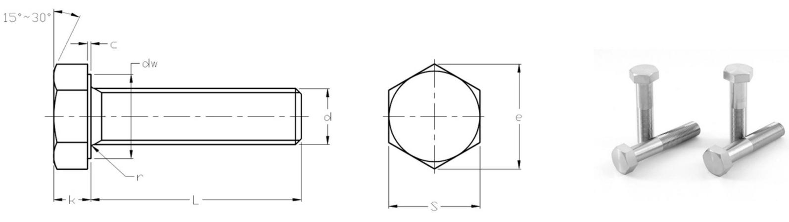 Parafusos Hexagonais ISO8676 - Rosca Completa de Passo Fino